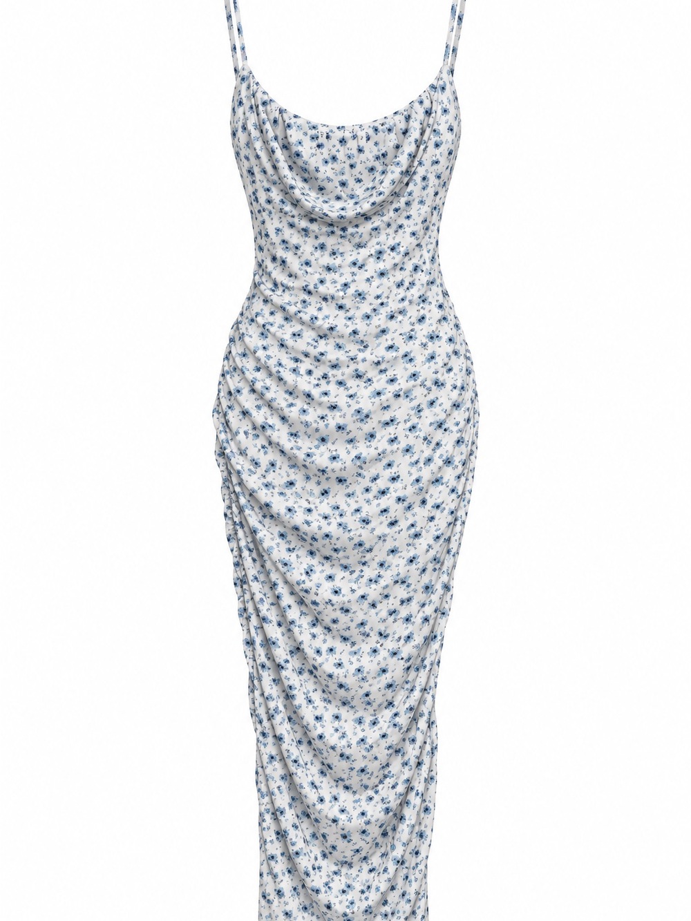 Blue Floral Cowl Neck Slip Dress